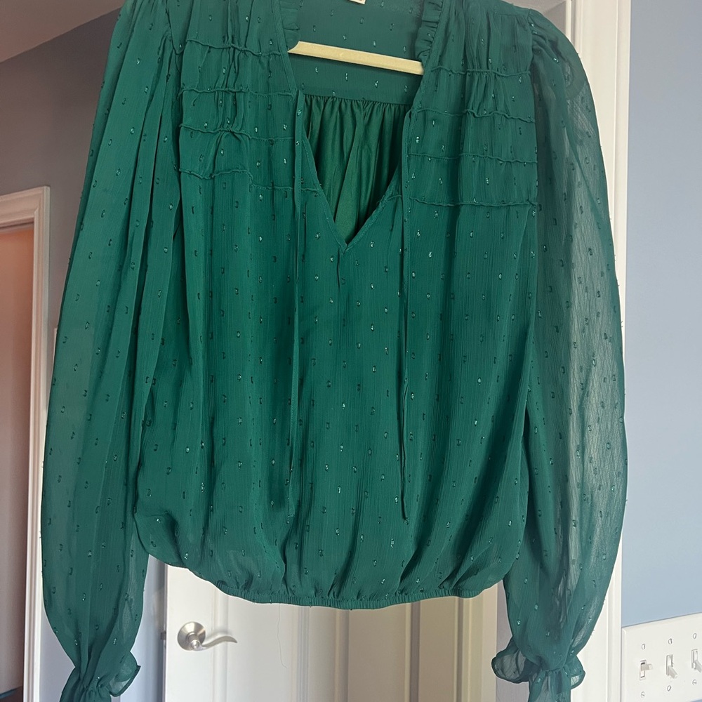 Tamara H Women’s Emerald Green Blouse - Elegant Long Sleeve Top